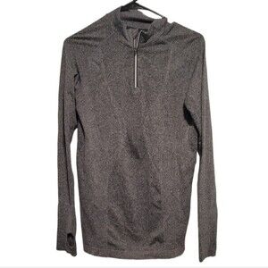 Zyia Gray Fog Performance Fitted Pullover Athletic Top Quarter Zip Size Medium